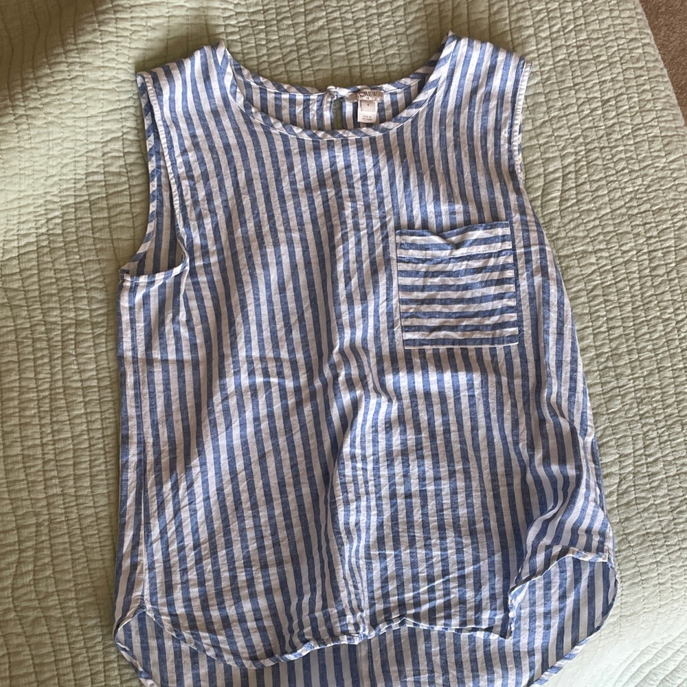 J. Crew Blue and White Striped Tank Top